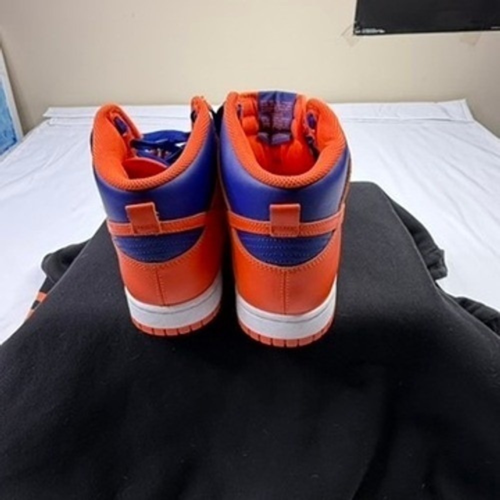 Nike Dunk High Men Orange Blue Leather Sneakers Shoes Size 8 - Picture 4 of 8
